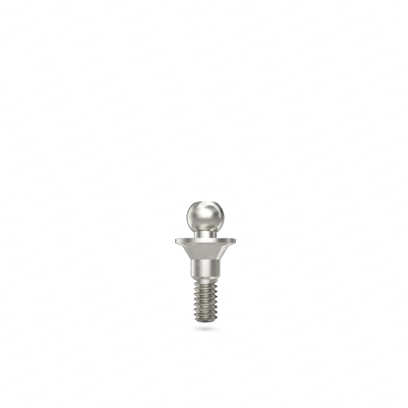 Straight titanium ball attachment set for dental implant - front view
