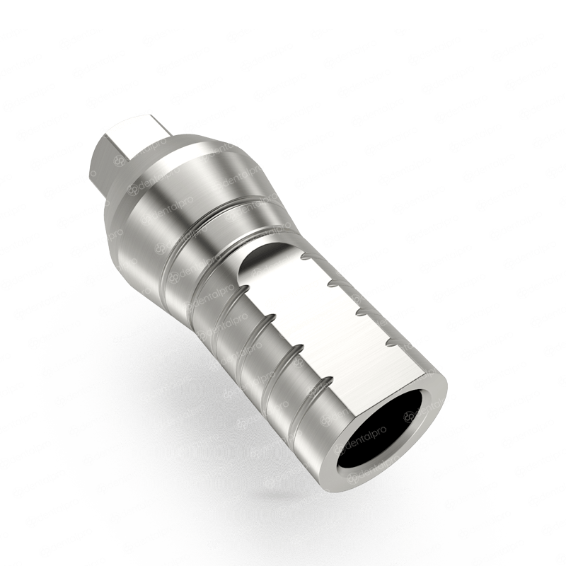 Straight titanium abutment for dental implant - top view showing internal connection
