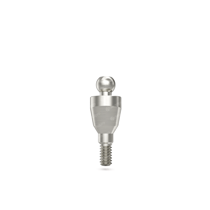Straight titanium ball attachment set for dental implant - front