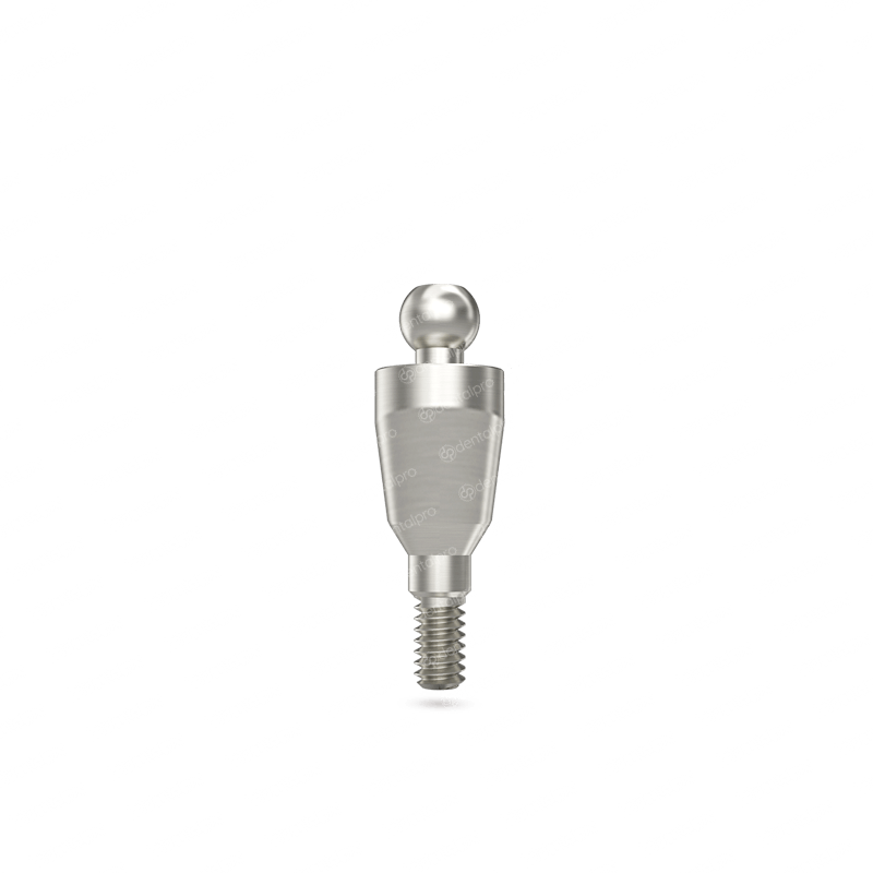 Straight titanium ball attachment set for dental implant - front