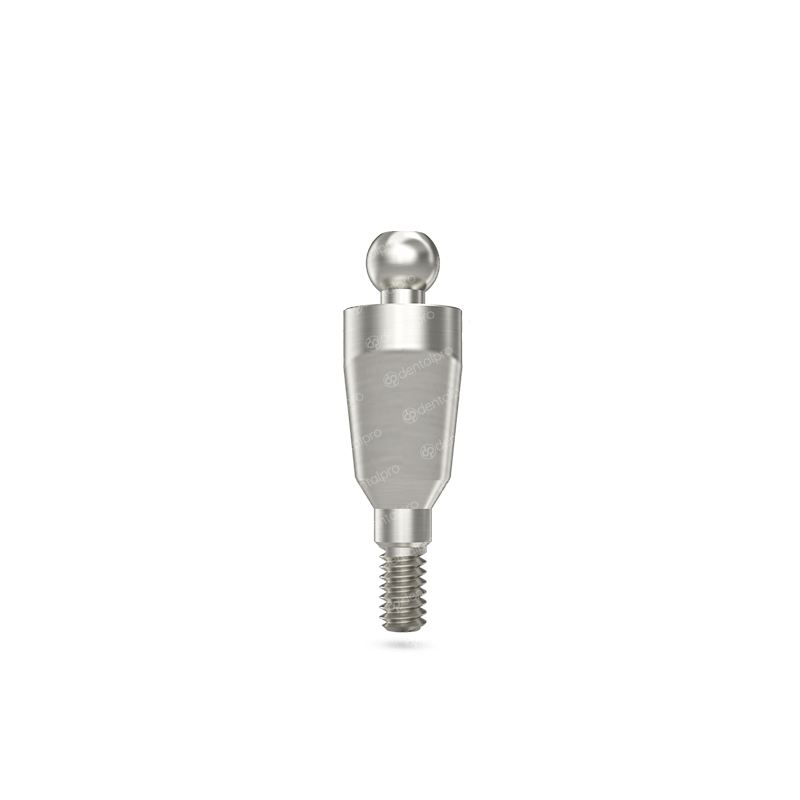 Straight titanium ball attachment set for dental implant -  front view