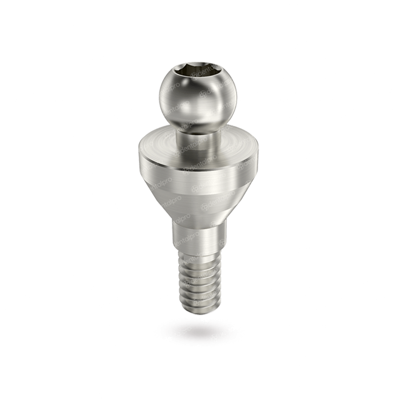 Straight titanium ball attachment set for dental implant -  front view