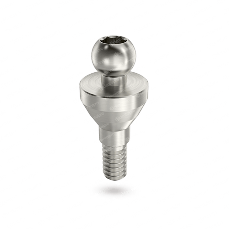 Straight titanium ball attachment set for dental implant -  front view