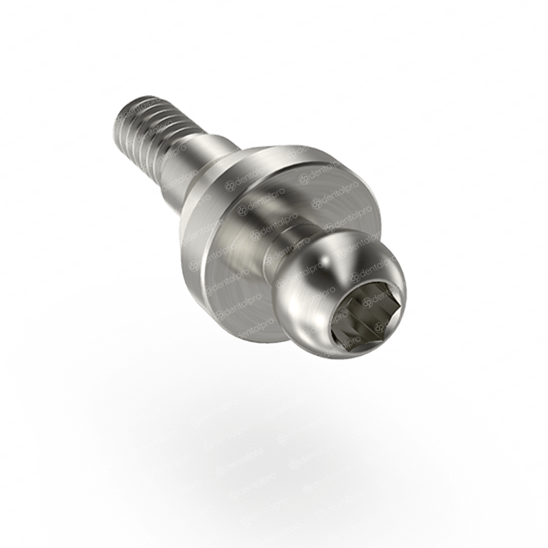 Straight titanium ball attachment set for dental implant - top view