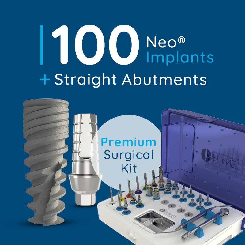 100 Neo® Implants + 100 Straight Abuments + ImplaKit® Advanced - Internal Hex